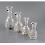 Four Richardson's Patent glass measures, half pint, one gill, half gill and quarter gill 10 -17cm