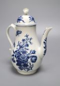 A Worcester 'Three Flowers' baluster coffee pot and cover, c.1775, height 24cm