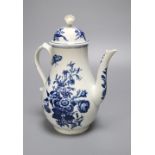 A Worcester 'Three Flowers' baluster coffee pot and cover, c.1775, height 24cm