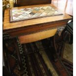 A Victorian mahogany work table with specimen marble top, width 45cm, depth 74cm