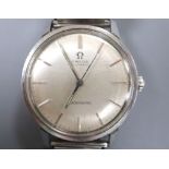 A gentleman's 1960's? stainless steel Omega Seamaster automatic wrist watch, on associated