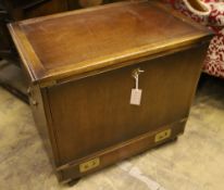 A military style mahogany and brass bound filing or record cabinet, width 69cm depth 43cm height