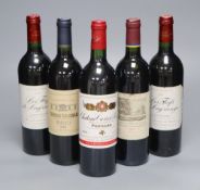 Five bottles: Chateau Croizet-Bages Pauillac 2000, Chateau Desmirail Margaux 2000, Chateau Duhart-