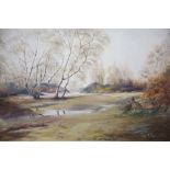 Arthur A. Pank, oil on canvas laid on board, 'Autumn Morning', signed, 35 x 50cm