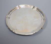 A George III silver waiter by Samuel Wood, London, 1781, with later engraved monogram, 15.5cm, 7oz.