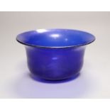 A Chinese Beijing blue glass bowl, 19th century, 13.5cm diameterCONDITION: Provenance - Andrew