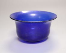 A Chinese Beijing blue glass bowl, 19th century, 13.5cm diameterCONDITION: Provenance - Andrew