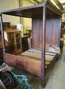 A George III style mahogany four poster bed, width 138cm