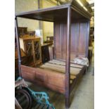 A George III style mahogany four poster bed, width 138cm