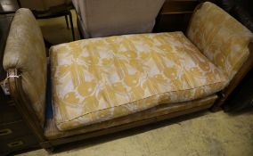 A Biedermeier style upholstered day bed, width 158cm depth 80cm height 84cm