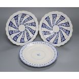 Two Barr Flight and Barr pseudo Queen Charlotte pattern plates, c.1810 and a Derby neoclassical blue