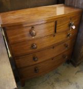 A bow-fronted mahogany chest fitted two short drawers and three long drawers, width 98cm depth