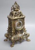 A 19th century French brass mantel clock, height 36cm