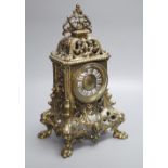 A 19th century French brass mantel clock, height 36cm