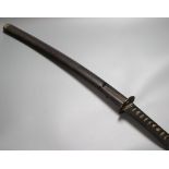 A Japanese wakizashi, late 19th/early 20th century, lacquer saya, blade 48cmCONDITION: Wooden