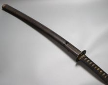 A Japanese wakizashi, late 19th/early 20th century, lacquer saya, blade 48cmCONDITION: Wooden