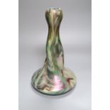 An Art Nouveau wrythen fluted slag glass vase, c.1905, 31cm highCONDITION: Provenance - Andrew