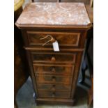 A 19th century French faux fronted marble top cabinet, width 42cm depth 34cm height 91cm