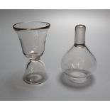 A reversible dram glass and a lacemaker's glass lamp top, 19th century, 9.7cmCONDITION: Provenance -