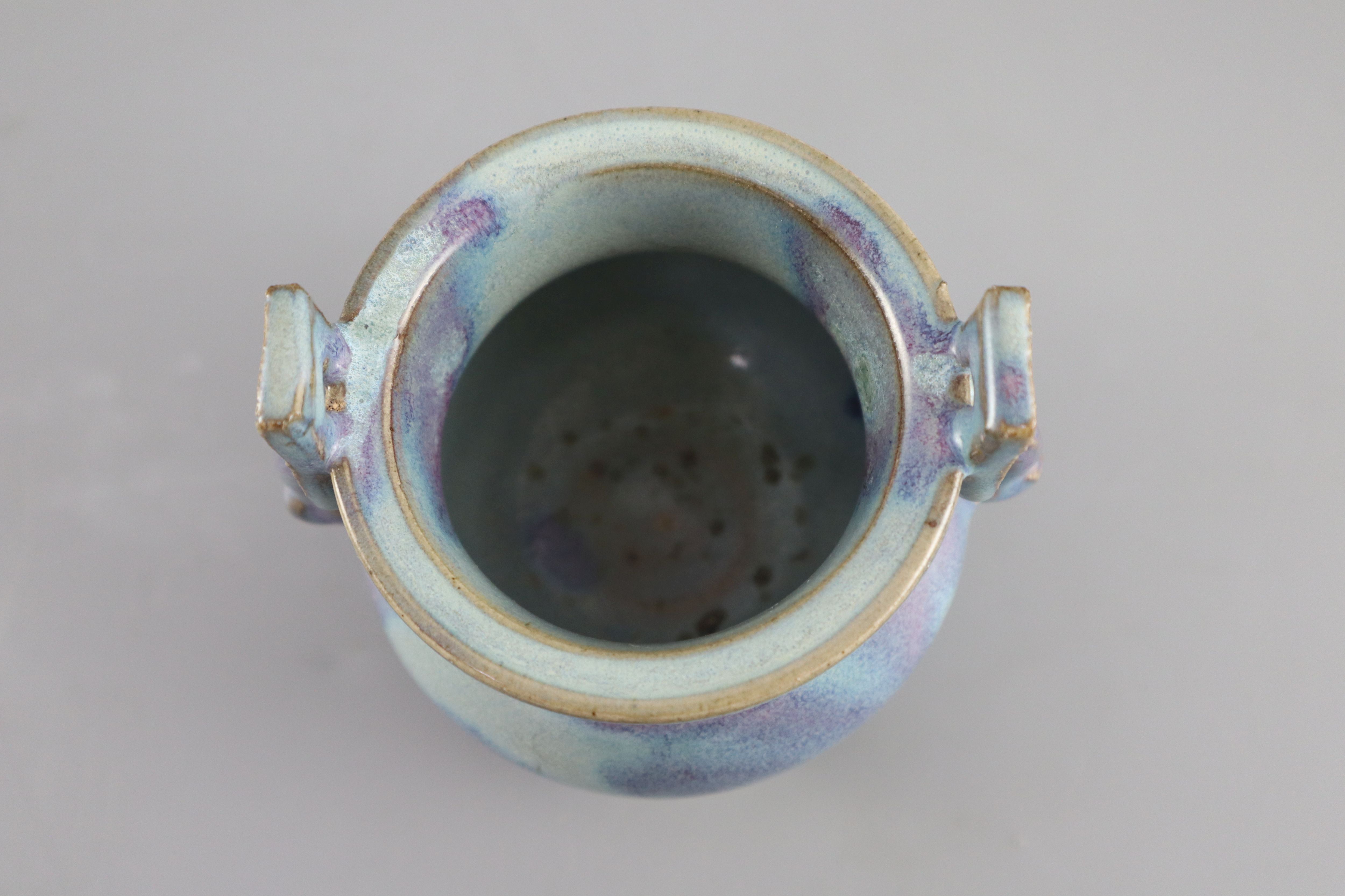 A Chinese Junyao tripod censer, Song dynasty or later, 12.5cm wide - Image 5 of 12