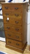 An Edwardian satinwood banded mahogany tall chest, width 61cm depth 42cm height 135cm