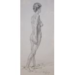 Franco Matania (1922-2006), pencil drawing, Standing female nude, signed, 46 x 21cm Franco