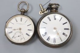 A 19th century silver pair cased keywind verge pocket watch by W.F Edmunds, London and one other