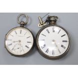 A 19th century silver pair cased keywind verge pocket watch by W.F Edmunds, London and one other