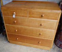 A light oak Heals-style chest of drawers, width 106cm depth 50cm height 96cm