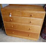 A light oak Heals-style chest of drawers, width 106cm depth 50cm height 96cm
