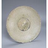 A 19th century French mirrored moulded glass dish, with a band of diamond shaped facets, 30.5cm