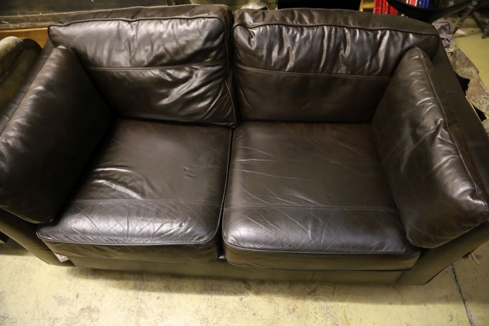 A modern brown leather two seat sofa, width 190cm depth 100cm - Image 2 of 4