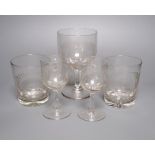 Scottish Gaelic Society centenary commemorative glass (1780-1880) - a goblet , two tumblers and