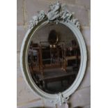 A Victorian Louis XVI style oval mirror (repainted), width 65cm height 94cm