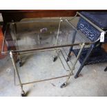 A Maison Jensen style glass drinks trolley, width 73cm depth 46cm height 74cm