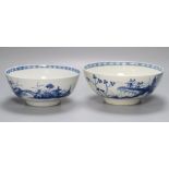 Two Worcester 'The Precipice' bowls, c.1765-70, largest diameter 21cmCONDITION: Larger of two
