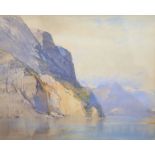 Cecil Arthur Hunt (1873-1965), watercolour, Norwegian fjord scene, signed, 30 x 38cm