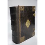 Bible in English [Bible], qto, contemporary brass mounted calf rebacked, with general title laid