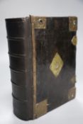 Bible in English [Bible], qto, contemporary brass mounted calf rebacked, with general title laid