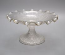 A Victorian ice glass tazza, 2nd half 19th century, 23.5cm diameterCONDITION: Provenance - Andrew