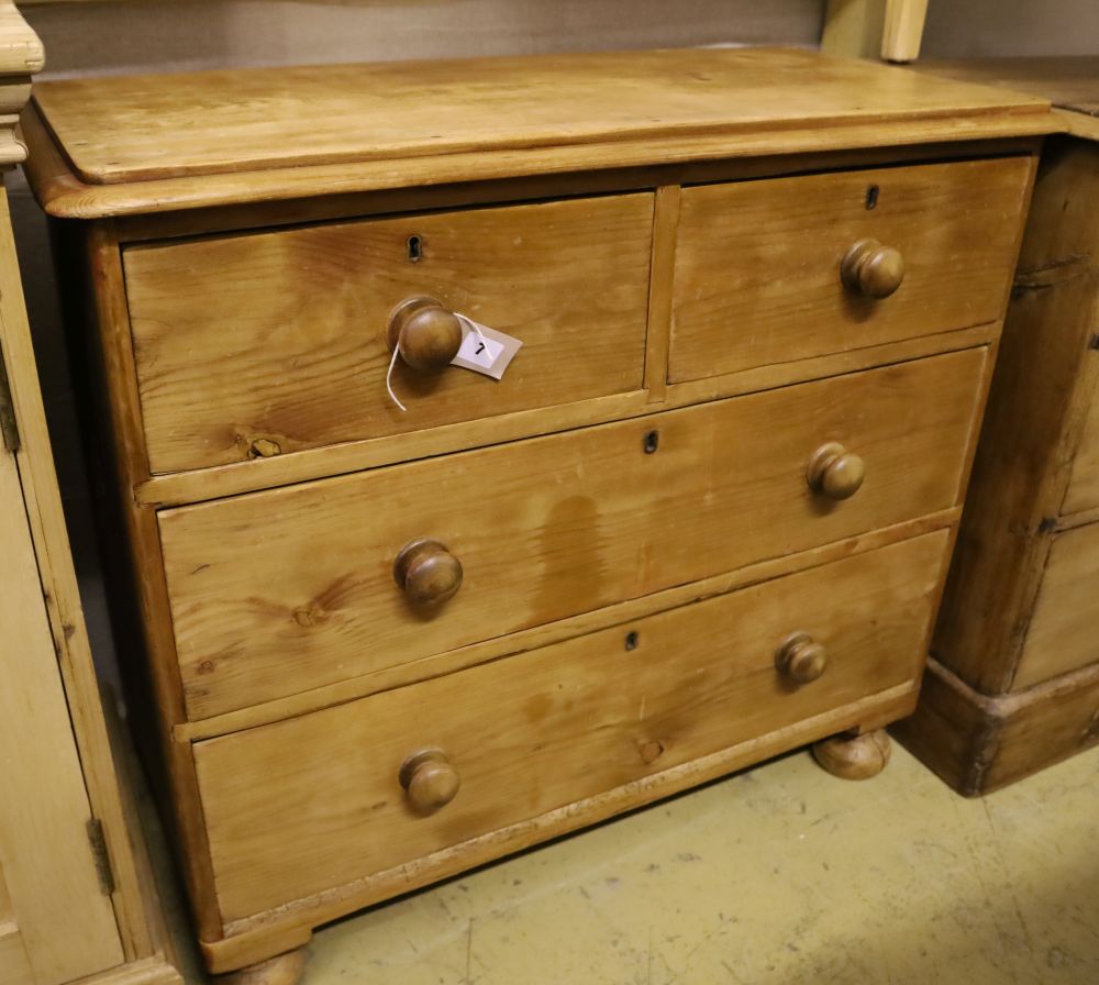 A Victorian pine chest, width 89cm depth 42cm height 81cm