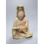 A Chinese soapstone seated figure of Guanyin, 18th century, 10.8cm high