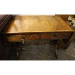 A Regency style banded mahogany sofa table, width 95cm depth 57cm height 72cm