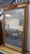 A 19th century French overmantel mirror, width 132cm height 212cm