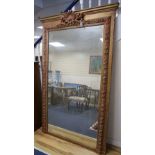 A 19th century French overmantel mirror, width 132cm height 212cm