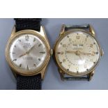 Two gentleman's steel and gold plated manual wind wrist watches, Oris Super and Dulux calendar, both