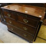 A George III mahogany chest of drawers, with brushing slide, width 90cm depth 49cm height 84cm