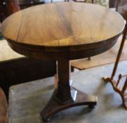 An early Victorian circular rosewood occasional table, diameter 57cm height 71cm