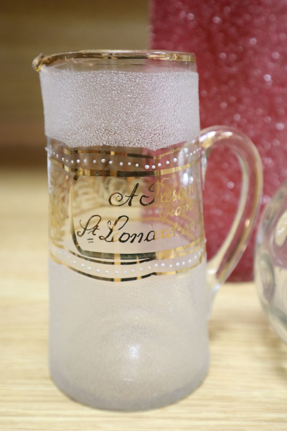 Nine various 19/20th century glass jugs, including a ruby crackle glass jug, tallest 25. - Image 2 of 5