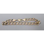 An Italian 375 rectangular-link bracelet with trigger clasp, 24cm, 18g.CONDITION: Slightly used